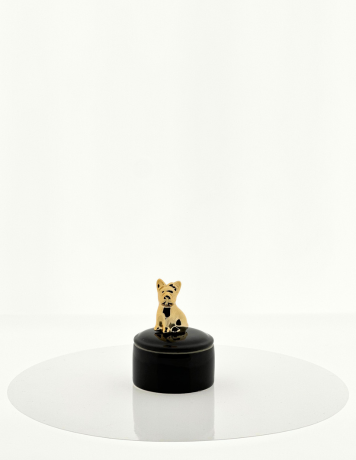 mini urn zwart met gouden hond